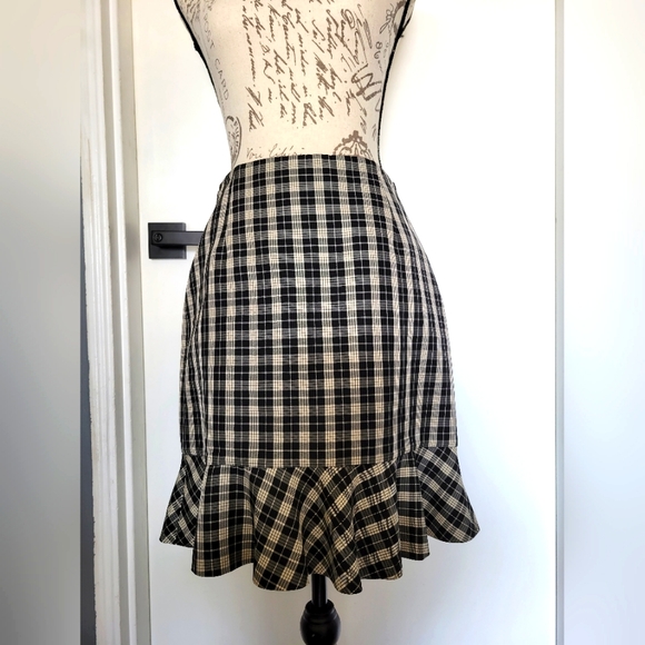 Robert Rodriguez Dark Academia Plaid Ruffle Mini Skirt Size M - Picture 2 of 10